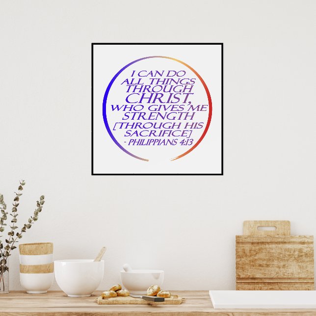 Jag kan göra sak genom Kristus Bible Verse Poster (Kök)