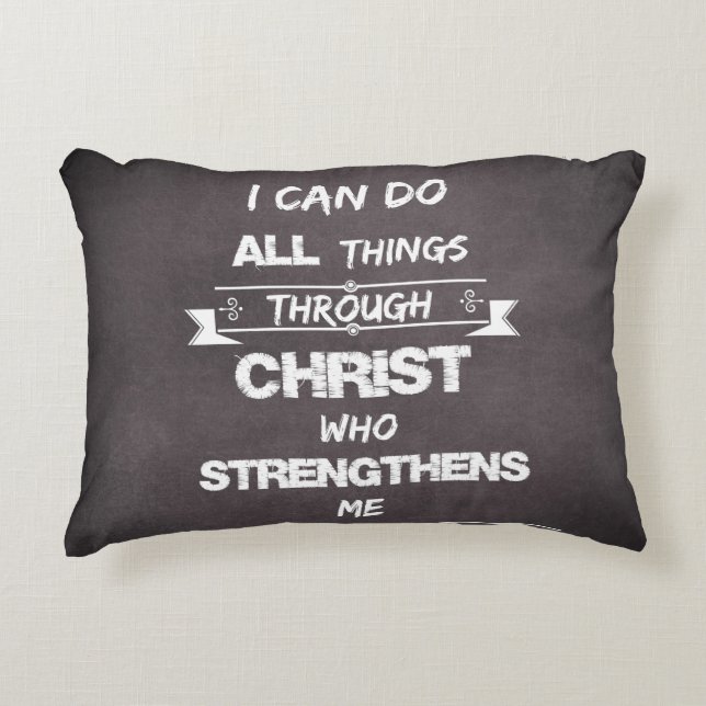 Jag kan göra sak genom Kristus Bible Verse Prydnadskudde (Framsidan)