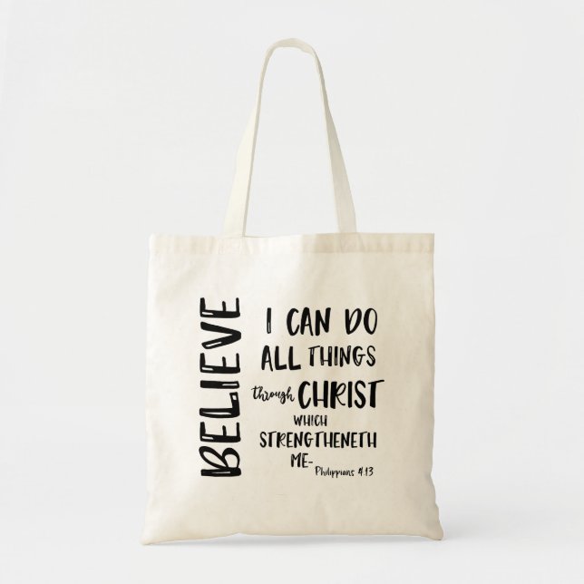 Jag kan göra Sak genom Kristus Bible Verse Tygkasse (Framsidan)
