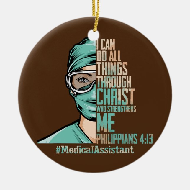 Jag kan göra Sak genom Kristus RN-gåvor Julgransprydnad Keramik (Framsidan)