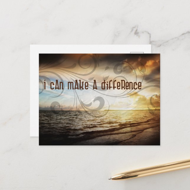 "Jag kan göra skillnad" Motiveringsbekräftelse Vykort (Fram/Back In Situ)