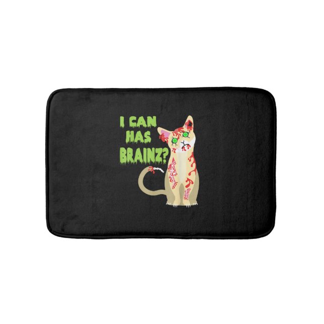 Jag kan ha en Brain Zombie Cat Shirt Badrumsmatta (Framsidan)