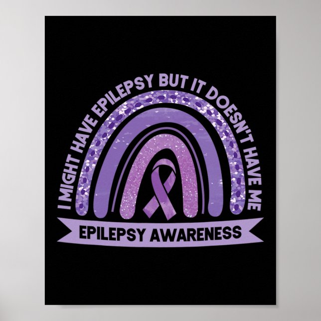 Jag kan ha epilepsimedvetenhet Lila Rainbow Rib Poster (Framsidan)