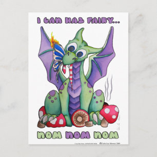 Jag kan Haz Fairy NOM NOM Söt baby drake Vykort
