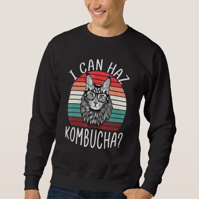 Jag kan Haz Kombucha Cat Probiotic Drink T Lång Ärmad Tröja (Framsida)