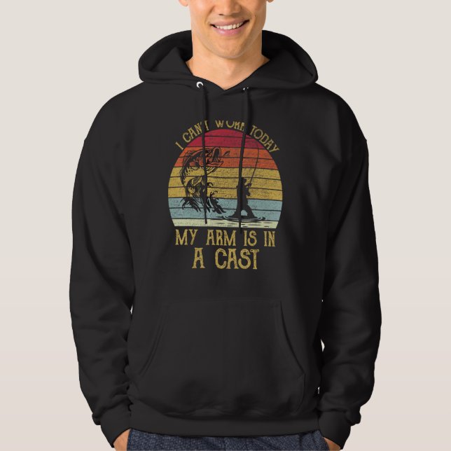 Jag kan inte arbeta idag.. Arm är i ett fiskefa fö Hoodie (Framsida)