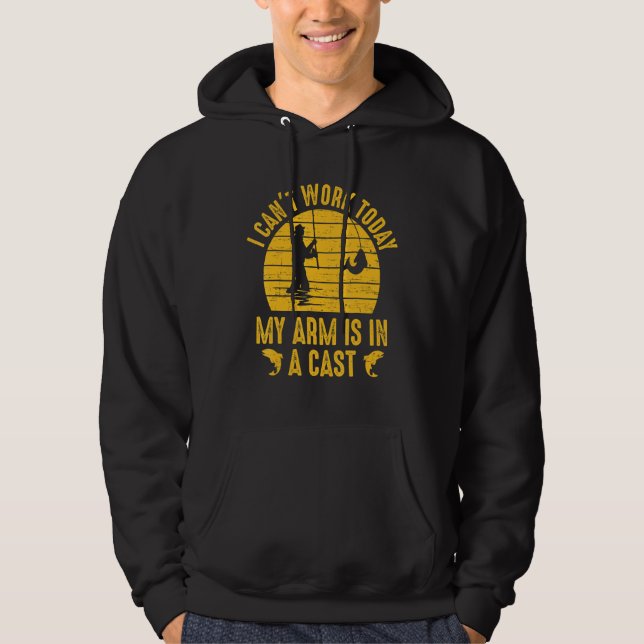 Jag kan inte arbeta idag.. Arm är i ett kustfiskef Hoodie (Framsida)