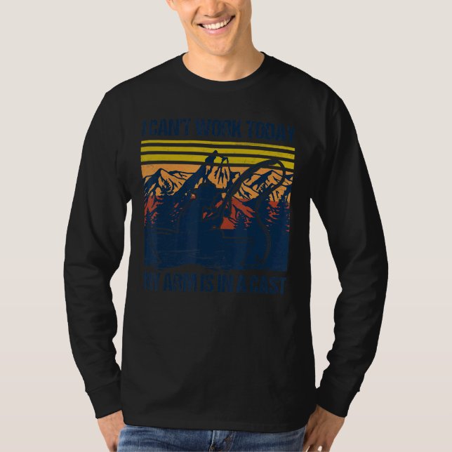 Jag kan inte arbeta idag.. Arm är i ett kustfiskef T Shirt (Framsida)