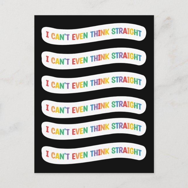 Jag kan inte ens Tänka Rak | Gay pride månad Vykort (Framsida)