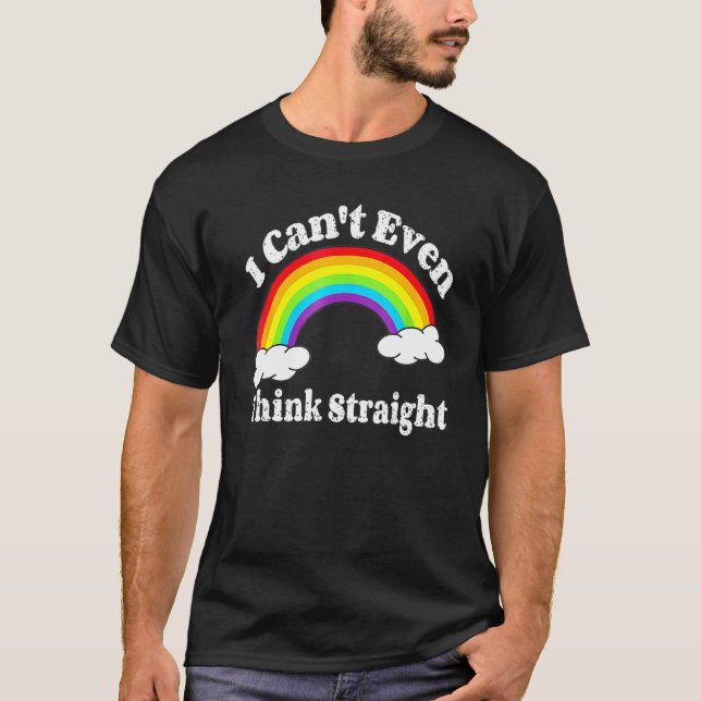 Jag kan inte ens Tänka Raka LGB Gay pride månad L T Shirt (Framsida)