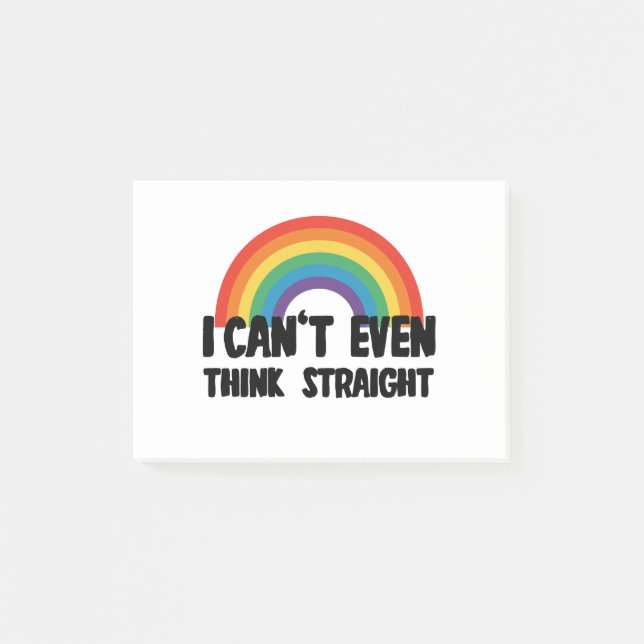 Jag Kan Inte Ens Tänka Rakt Roligt Hbtq-Pride Post-it Block (Framsida)