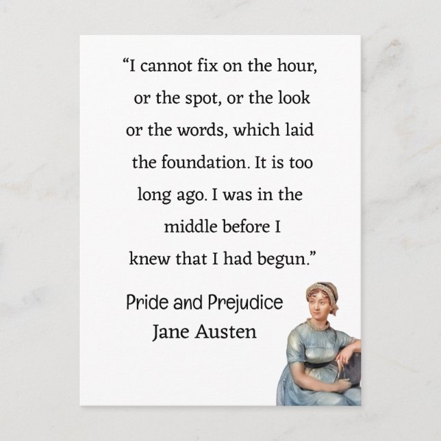 Jag kan inte fixa timmen eller platsen Jane Austen Vykort (Framsida)