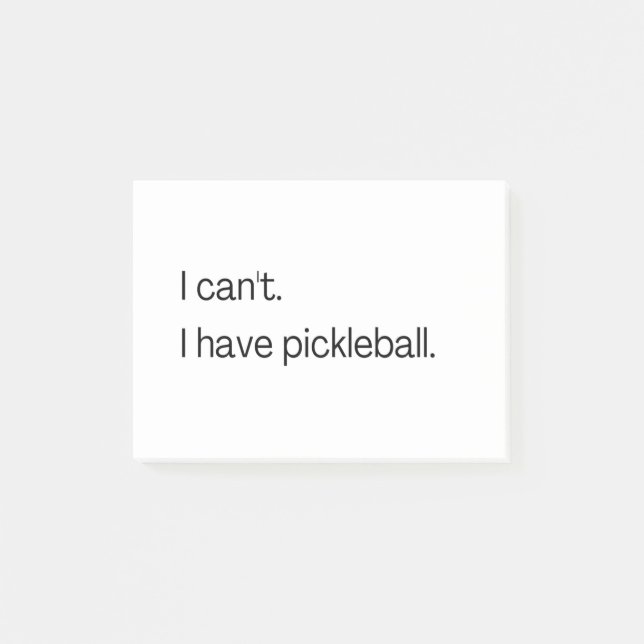 Jag kan inte ha pickleball post-it block (Framsida)