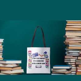 Jag kan inte lita på mig själv i en bokhandel  tygkasse