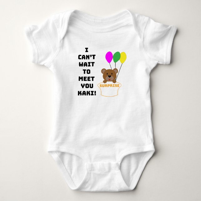 JAG KAN INTE VÄNTA MED ATT MÖTA KAKI BABY ANNOUNCE T SHIRT (Framsida)