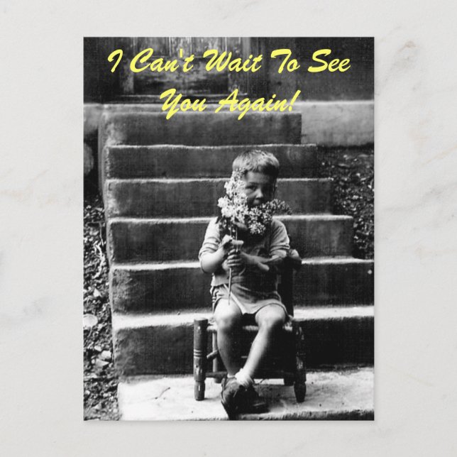 Jag kan inte vänta tills vi ses igen! vykort (Framsida)