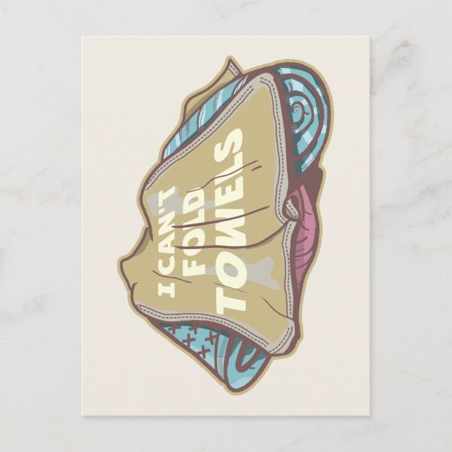 Jag kan inte vika handdukar lustiga tvätt dag vykort (Framsida)