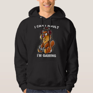 Jag kan inte Vuxen I M Gaming Introvert Gamer Nerd Hoodie
