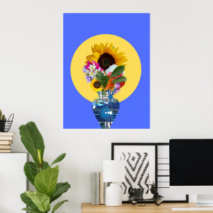 Jag kan köpa blommor! Blå Poster