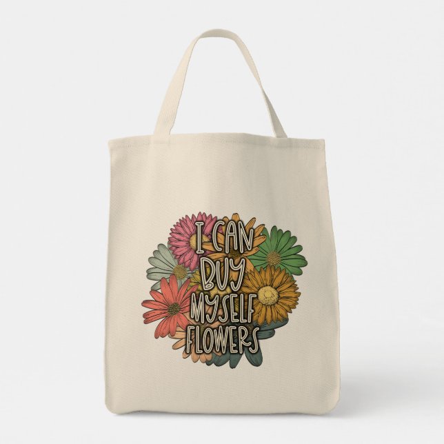 Jag kan köpa min egen blommor, Tote Bag Tygkasse (Baksida)