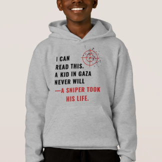 "Jag kan läsa det här. En Kid i Gaza Will'Hoodie T Shirt