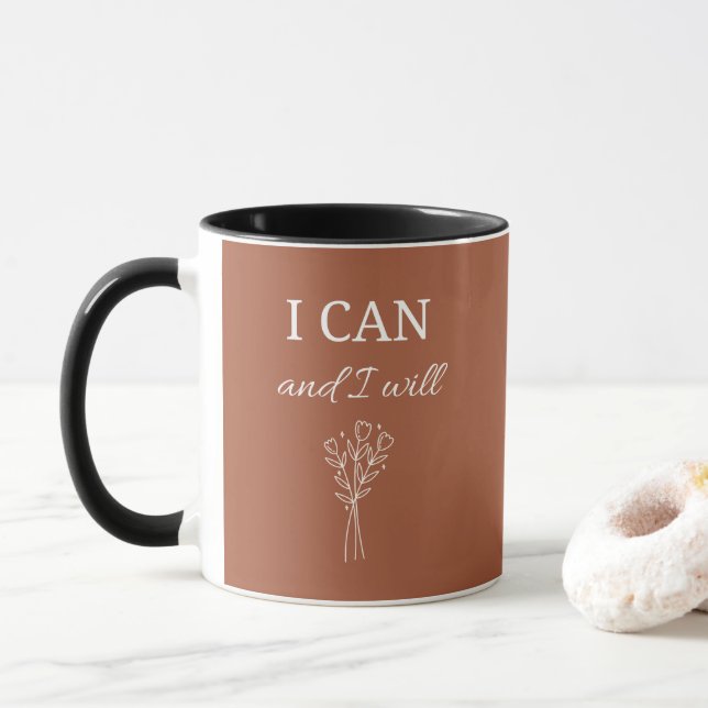 Jag kan och kommer att inspirera mugg (Med munk)