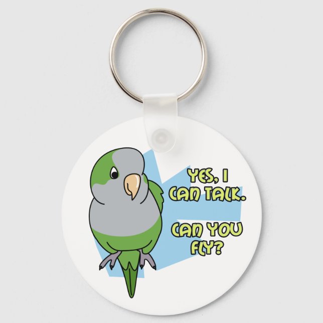 Jag kan prata Quaker Parakeet Keychain Nyckelring (Framsida)