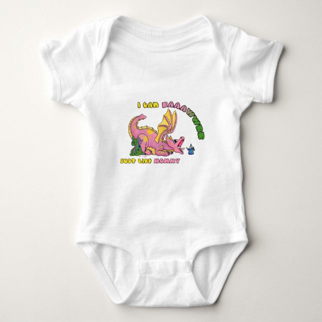 Jag kan RAWR, precis som Mamma söt baby dragon-fli Tee Shirt (Framsida)