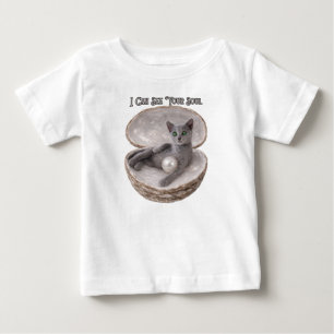 Jag Kan Se Din Själ Rolig Rysk Blå Katt Design T Shirt