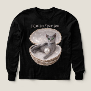 Jag Kan Se Din Själ Rolig Rysk Blå Katt Design T Shirt