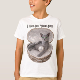 Jag Kan Se Din Själ Rolig Rysk Blå Kattdesign T Shirt