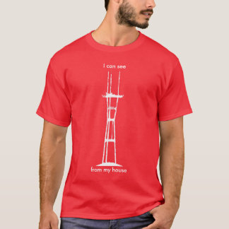Jag kan se Sutro från mitt hus, all-vit på rött Tee Shirt