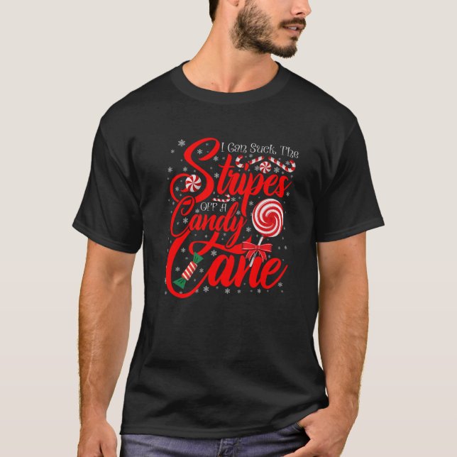 Jag kan suga Rand från en Candy cane-jul T Shirt (Framsida)