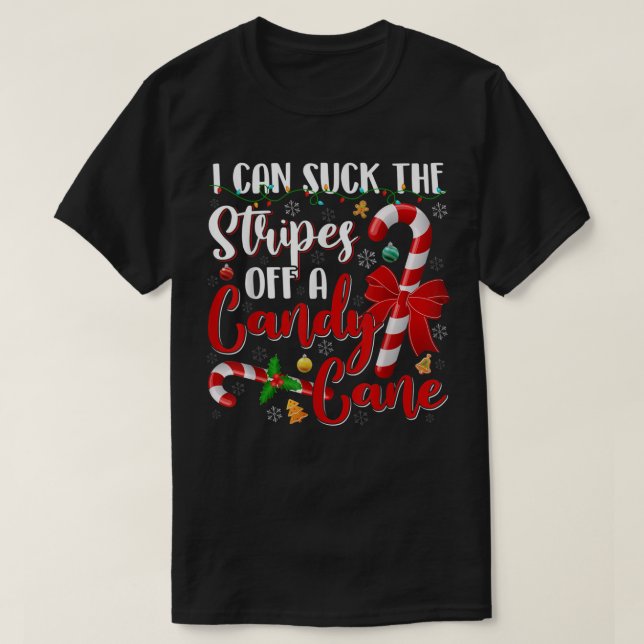 Jag kan suga Rand från en Candy cane-jul T Shirt (Design framsida)