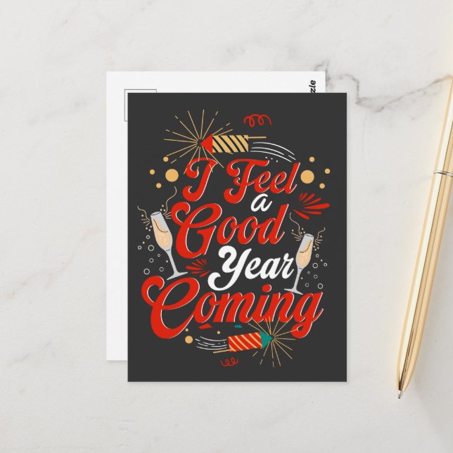 Jag känner att det kommer ett Bra år Vykort (Fram/Back In Situ)
