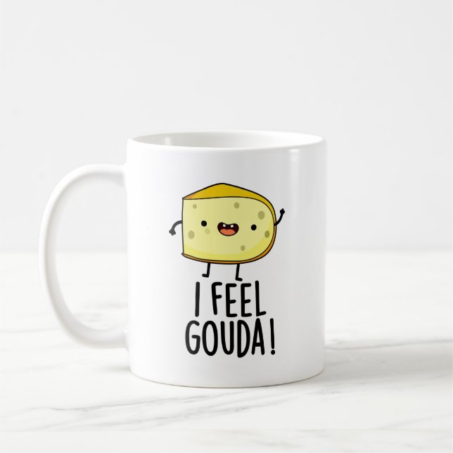 Jag känner Gouda Funny Cheese Pun Kaffemugg (Vänster)