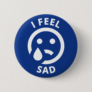 Jag känner Ledsen Blue Gråtande Emoji Ansikte Emot Knapp