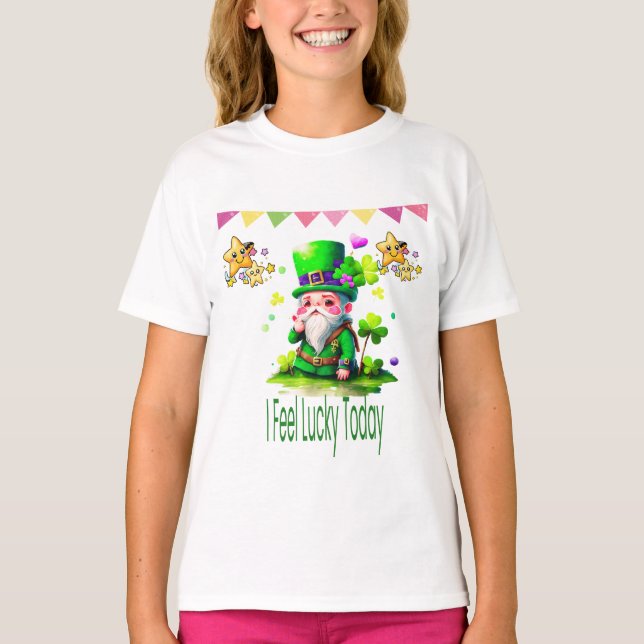 Jag känner Lucky idag -St. Patrick's Day Lucky Des T Shirt (Framsida)