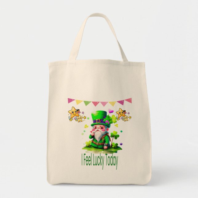 Jag känner Lucky idag -St. Patrick's Day Lucky Des Tygkasse (Framsidan)