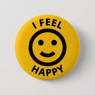 Jag känner Lycklig Gult Emoji Ansikte Emotion Knapp