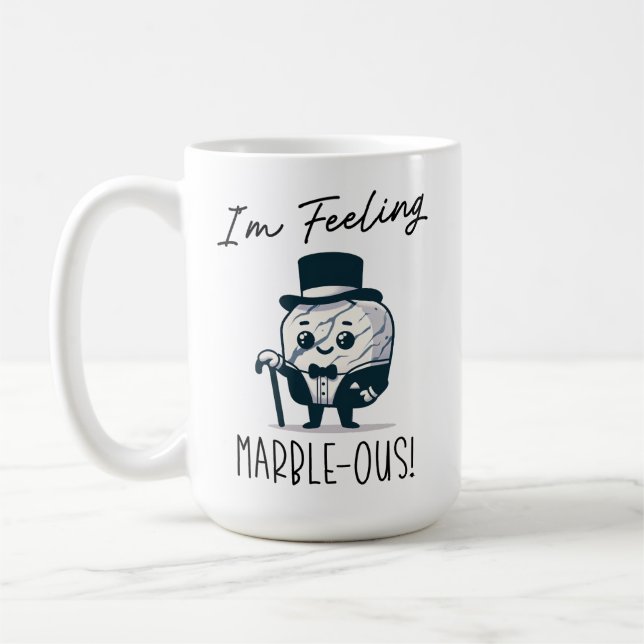 Jag känner Marble-ous - Cute Geology Pun Tecknad Kaffemugg (Vänster)
