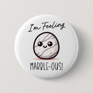 Jag känner Marble-ous - Cute Geology Pun Tecknad Knapp