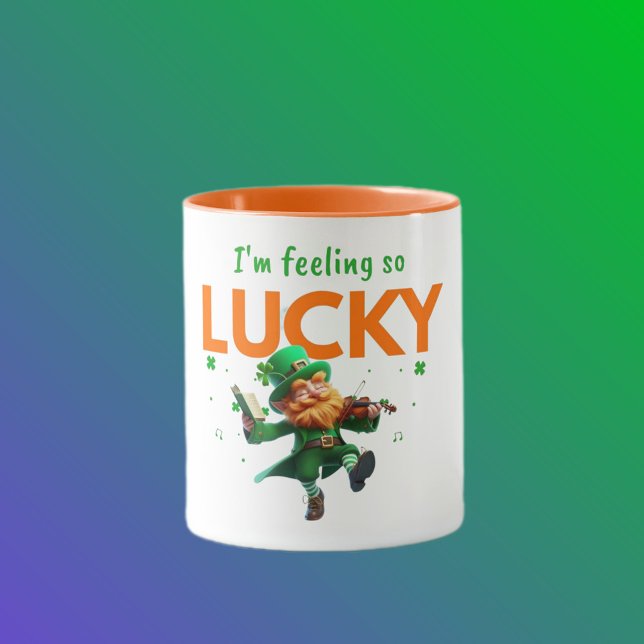 Jag Känner Mig Så Lucky Dansande Leprechaun Shamro Mugg (Skapare uppladdad)