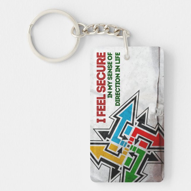 "Jag känner mig säker" Motiveringsbekräftelse Nyckelring (Framsidan)