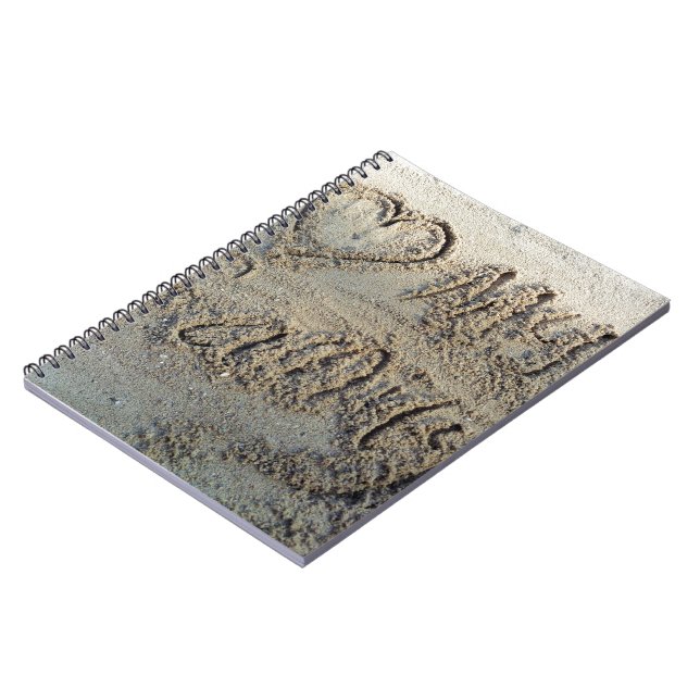 Jag känner min familj. Sand skriver strand kärlek  Anteckningsbok Med Spiral (Vänstra Sidan)