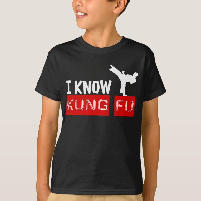 Jag känner till KUNG FU Graphic Tee Shirt (Framsida)