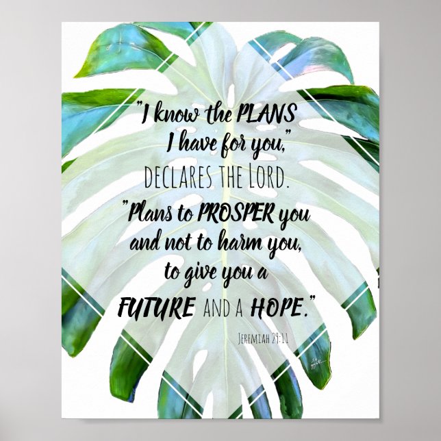 Jag känner till planerna Jeremiah 29:11 Monstera L Poster (Framsidan)