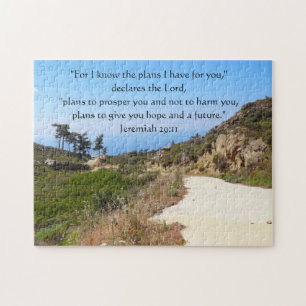 "Jag känner till planerna" Jeremiah 29:11 Road Bib Pussel