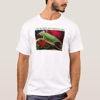 Jag kanske är grön men jag vet mitt spel kameleont t shirt