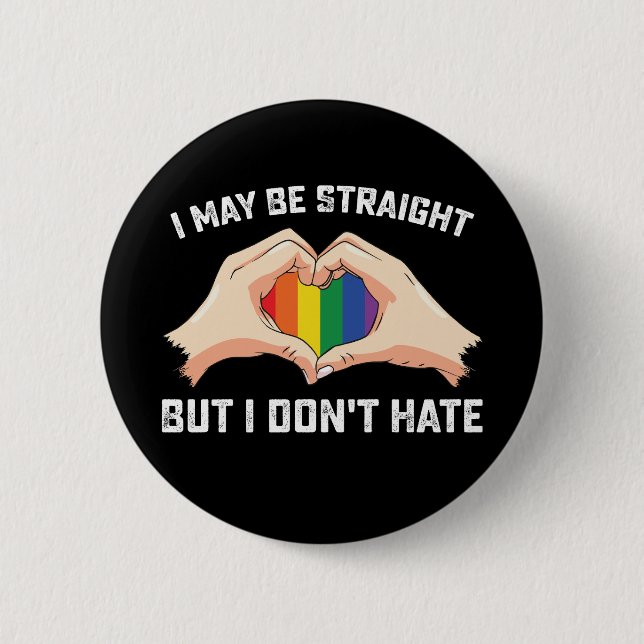 Jag kanske är Rak men jag hatar inte Lesbisk. Knapp (Framsida)